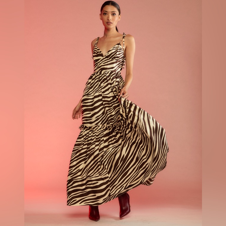 Cynthia Rowley Zebra Print Maxi Dress